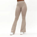 Custom Logo 4-way Stretch Flare Legging High Rise Glute Contour Back No Front Rise Seam Flared Yoga Gym Fitness Leggings
