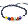 Natural Seven Chakra Bracelet Rainbow Multicolor Agate Crystal Chakra Yoga Semi-precious Stone Bracelet