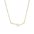 Korean Fashion S925 Sterling Silver Round Pearl Necklace Simple Strip Initial Necklace for Women Jewelry
