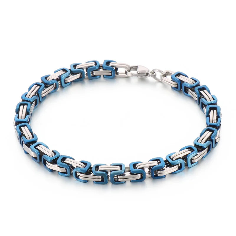 KALEN 4/5/6/8mm Unisex Casual Diverse Colors Stainless Steel Byzantine Links Bracelets