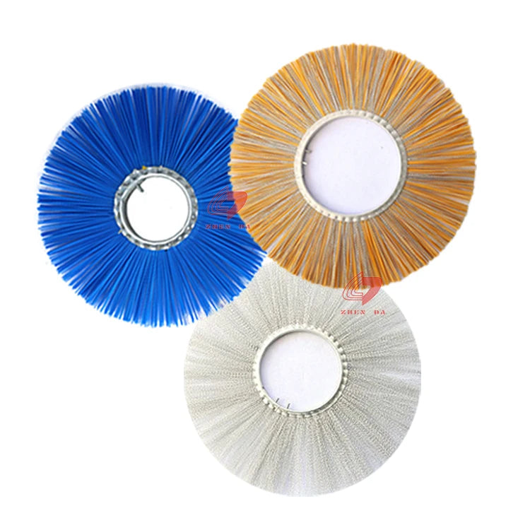 Zhenda Factory Durable PP Steel Wire Mixed Bristles Wafer Brush with Steel Flat Ring