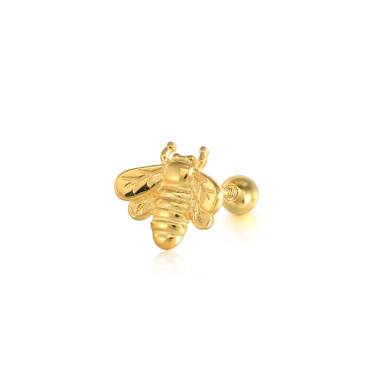 Wholesale Fashion 925 Sterling Silver Jewelry 14k Gold Mini Bee Stud Earrings for Women