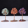 Natural Hand Made 7 Chakra Gemstone Money Tree on Agate Slice Base Christmas Lucky Fortune Crystal Tree for Decoration Gift