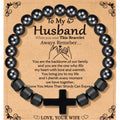 Christian Men's Stainless Steel Stretch  Cross Natural Tiger Eye Lava Stone Turquoise Crystal Healing Gemston Beaded Bracelet
