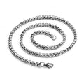 Top Quality 4mm 4.5mm 5mm Size Cheap Unisex Necklace Silver Color Stainless Steel square Pearl Chain