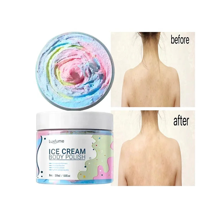 Private Label Rainbow Ice Cream Natural Face Body Polish Exfoliating Scrub Deeply Nourish Natural Scrub