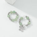 Cute Handmade Boho Rings 2pcs/set Bohemian Green Beaded Rings Resin Acrylic Flower Ring Set