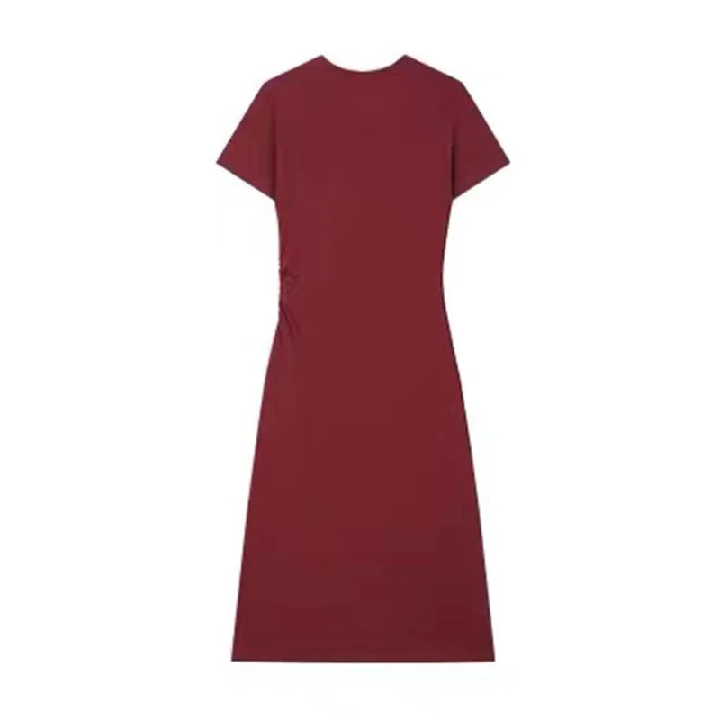 High Quality Usa Style Brand Women's Knit Long Dress Side-split Dress for Women Clothing Dress