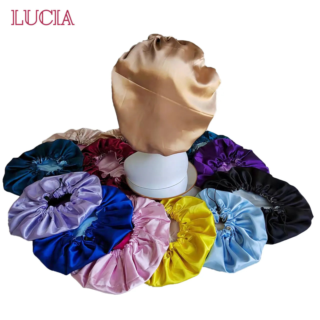 String Drawstring Double Layer Luxury Satin Ladies Sleep Sublimation Custom Hair Girl Adjustable Silk Bonnet