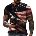 AQTQ Men's Vintage American Flag Bald Eagle 3D Print T-Shirt - Casual Short Sleeve Crew Neck Patriotic Graphic Tee for Summer