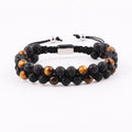 Handmade Man Bracelet 6mm Natural Volcanic Stone Adjustable Braided Essential Oil Bracelet Men JBS12619