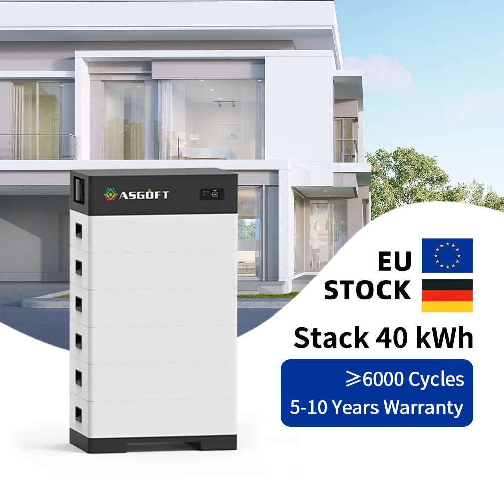 Germany Stock High Voltage Lifepo4 Battery 409.6V 307.2V 40KWH 30kWh 20kWh Home Energy Storage Solar Lithium Ion Batteries