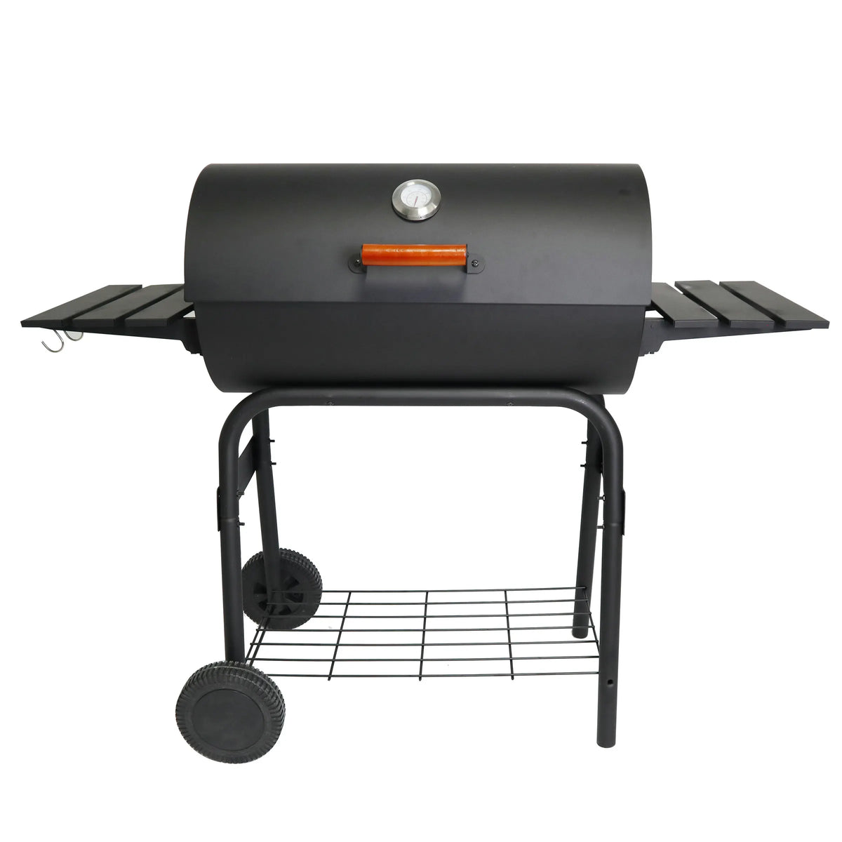 Outdoor Folded Heavy Duty Charcoal Barbecue Smoker BBQ Grill with Two Side Tables Steel Powder Coated