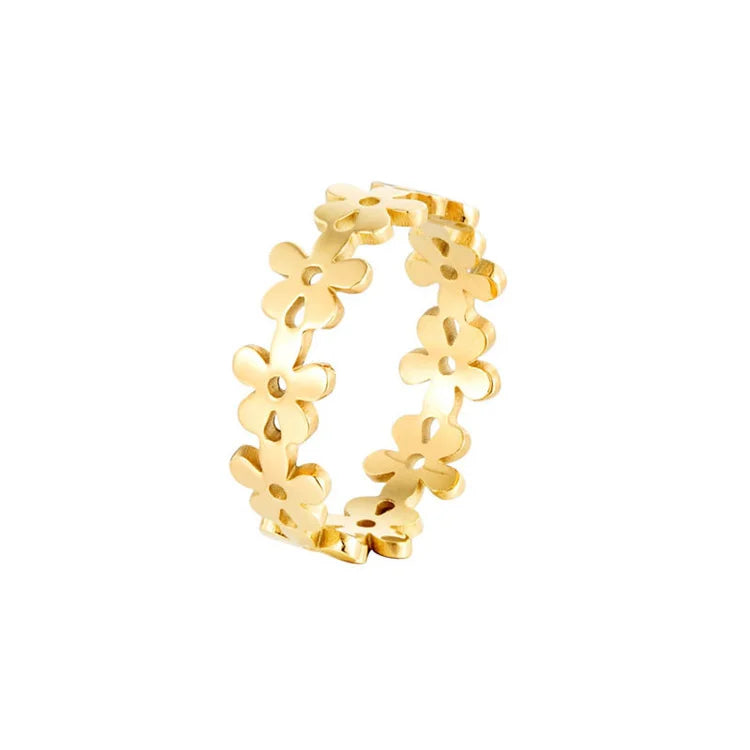 Simple Fashion Anniversary Gift Geometric Flower Link Finger Rings for Women