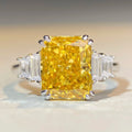 5A Colored CZ Cubic Zircon Emerald Cut Three Stone 925 Sterling Silver Wedding Engagement Rings Wholesale Price