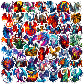 Newly 50pcs Cool Fashional Aesthetic Neon Colorful Cartoon Dragon wings of Fire Sticker