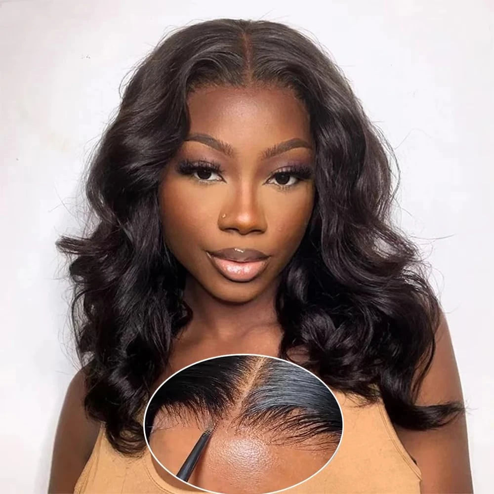 Wear Go Glueless Lace Front Wig Pre Cut Natural Human Hair Wigs Without Glue Pre Plucked Body Wave 4x6 Lace Closure Wig