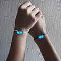 Luminous Couple Bracelets Set BFF Glow in Dark Black White String Stainless Steel Heart Charm Bracelet Men Women Bangle Gift