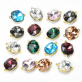 Gold Setting 12mm Round Crystal With Double Circle Rings Rhinestone Connector Charms for Clothes Jewelry Making Accessories