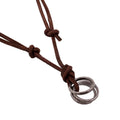 Vintage Personality Cowhide Necklace Simple Retro Treble Circle Pendants Genuine Leather Necklace Men Jewelry