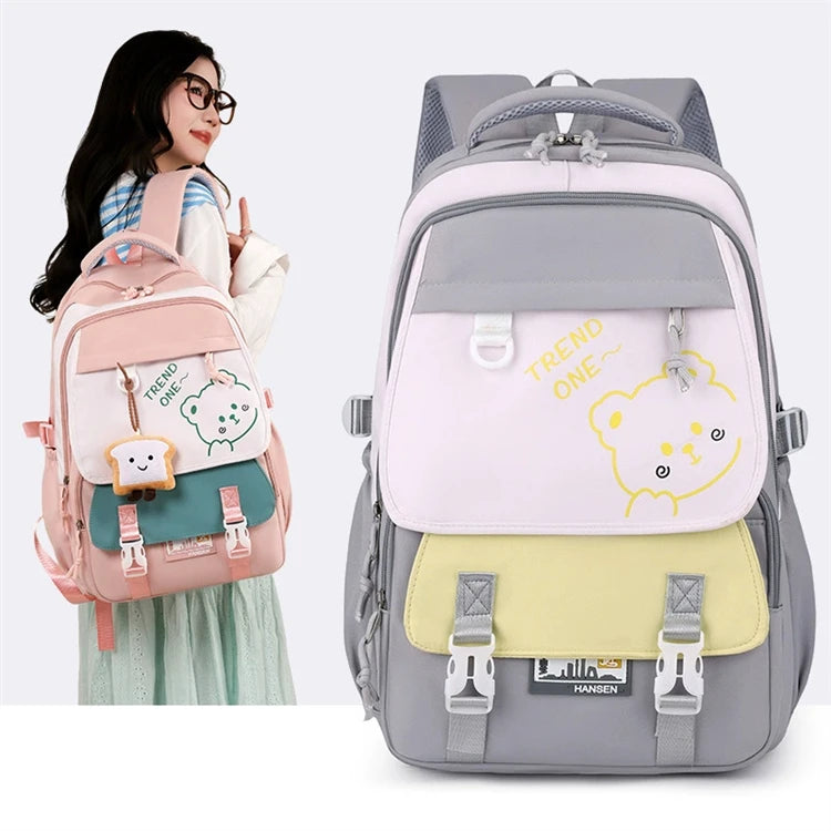 Waterproof Design School Backpack for Teenage Girls Oxford Material with Letter Pattern and Zipper Closure
