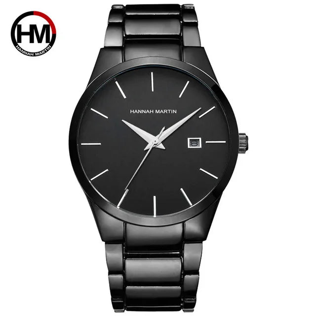 Quartz Watch HANNAH 17551 Dropshipping Luxe Gents Quartz Watch Stainless Steel Strap Water Resist Moq 1 Simple Business Reloj
