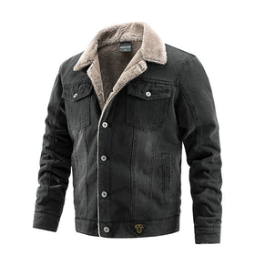 Men's Casual Autumn and Winter Denim Jacket Formal Style with Canvas Fabric Wholesale Fleece Jacket