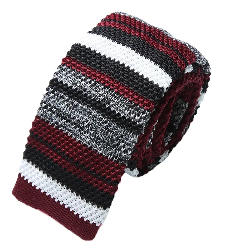 Wholesale Men's Casual Stripe Polyester Skinny Knitted Neck Tie Popular Design for Formal Business Wear