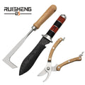 Hot Sale 3Pcs Stainless Steel Blade Wood Handle Hand Garden Tools Garden Shears Hori Hori Knife Weeding Tool With Gift Package
