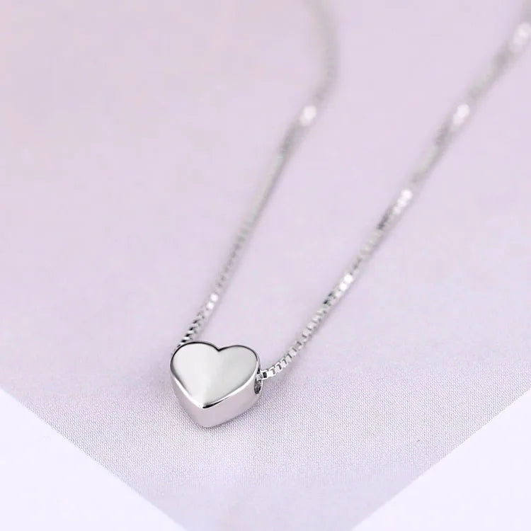 Daochong Custom Sterling Silver 925 Minimalist Tiny Heart Pendant Necklaces Women Jewelry