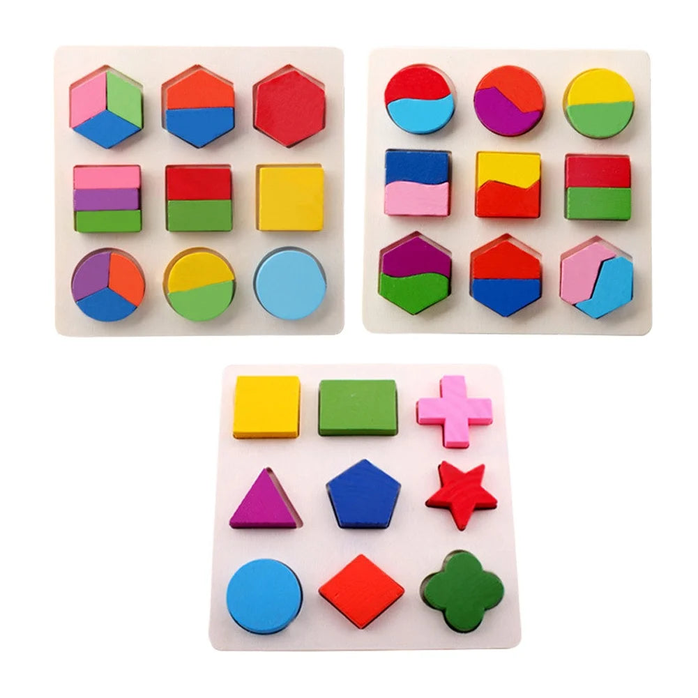 Wooden Educational Toy Children Geometric Shape Block Building Puzzle Cognitive Matching Early Learning Tool Set Wooden Toy