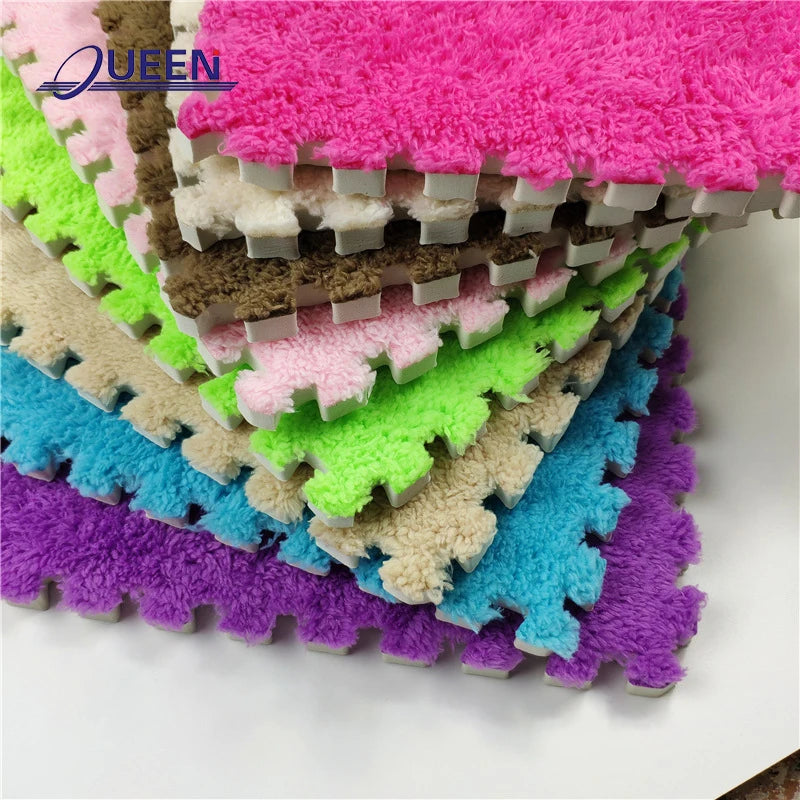 Plush Carpet Factory Hot Sale Plush  Fur  Foam Puzzle Rug Mat Bedroom Carpet Plush  Plush Carpet