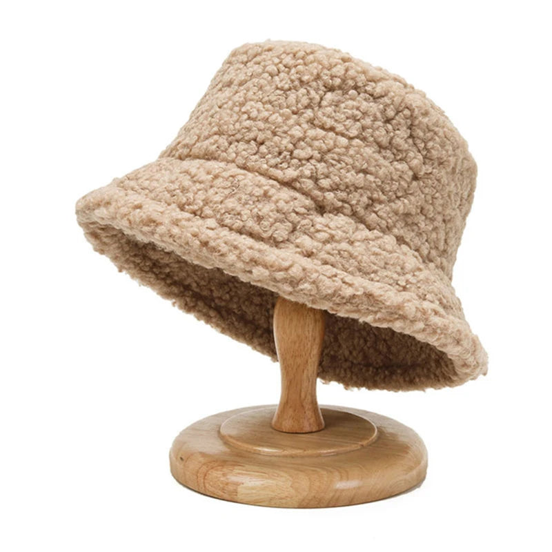 Wholesale Stock Winter Bucket Hat Fashion Winter Fluffy Fur Bucket Hats for Women