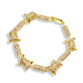 10mm 14K Rose Plated Iced Out Thistles and Thorns Link Chain Bracelet New Personality Rappr Cool  Hip Hop Cheap Jewelry
