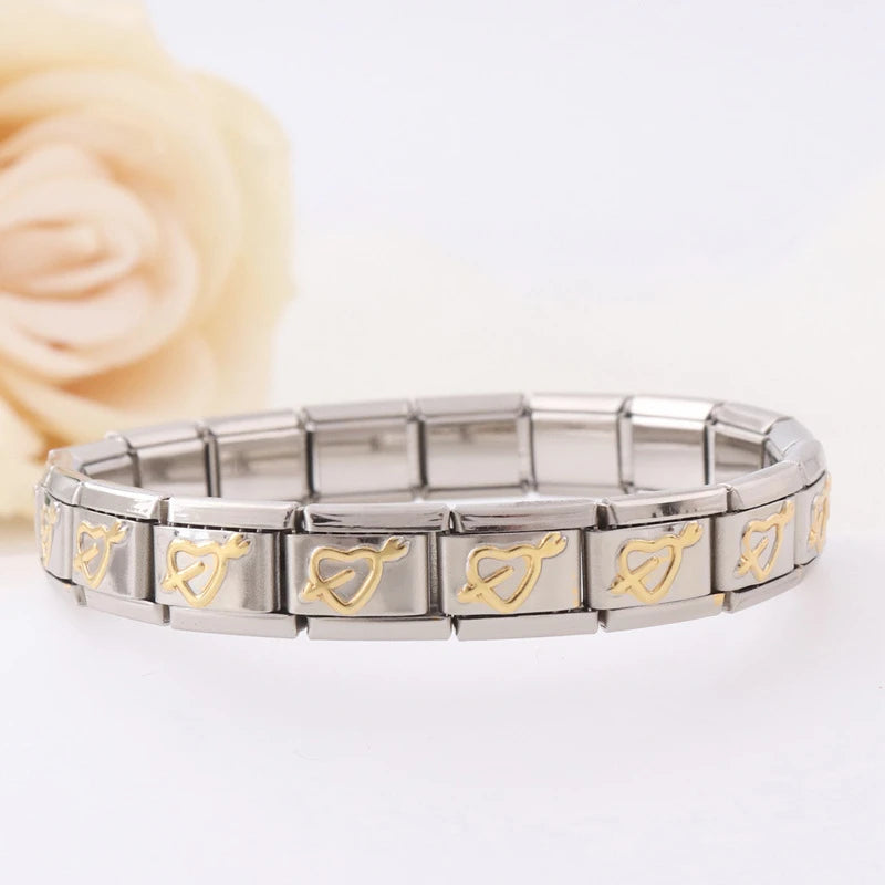 Stainless Steel Elastic Copper Alloy Geometric Bracelet 180mm 18K Gold Plated Health Care Magnetic Therapy Unisex