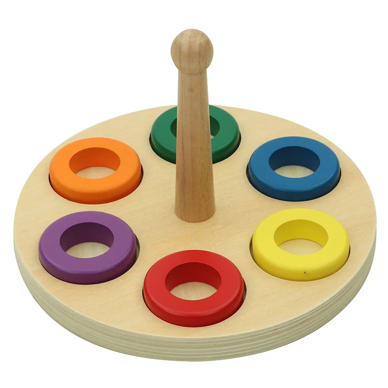 LT155 Rings on Peg Montessori Equipment Kids Wooden Toy Educational Children Montessori Toy for Kids