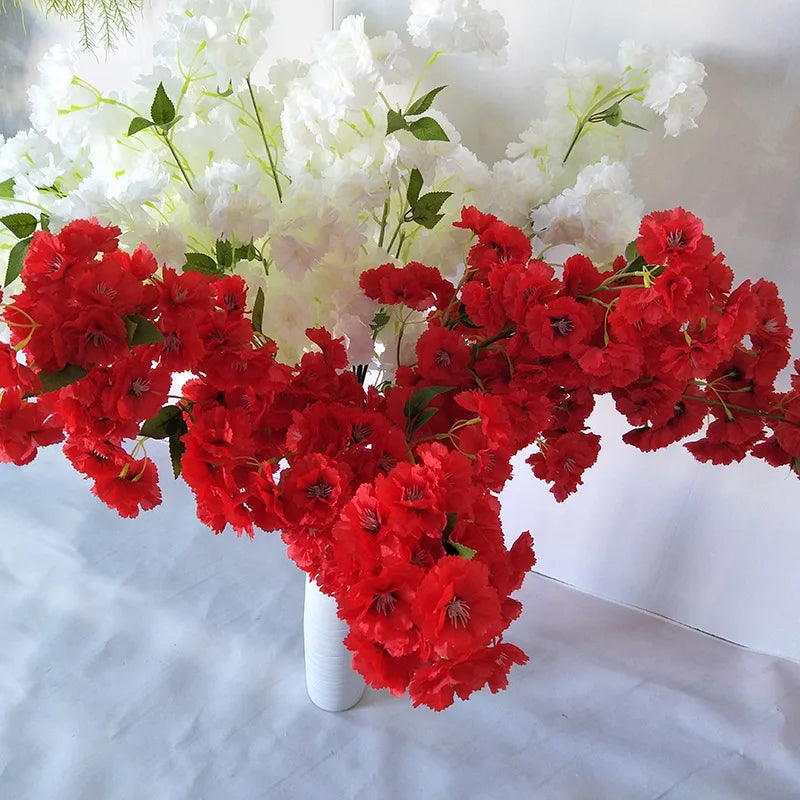 Handmade 100cm Long Artificial Cherry Blossom Flower Silk Sakura for Wedding Home Decoration Back School Christmas Festivities