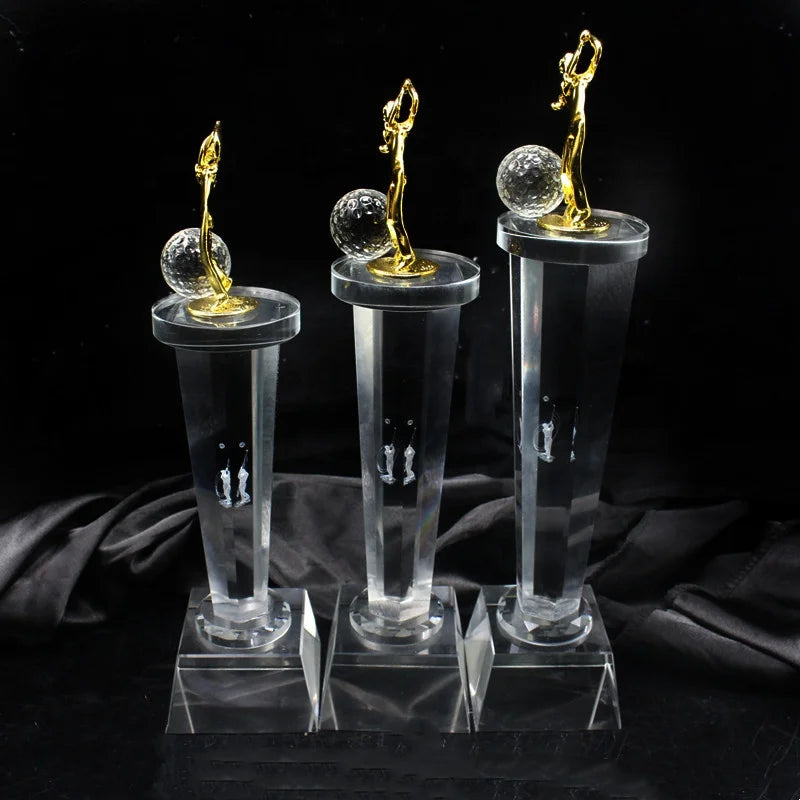 Blank Crystal Trophy Award Metal Golf Trophies and Awards Golf Crystal Award Golf Trophy Cup Crystal Plaque
