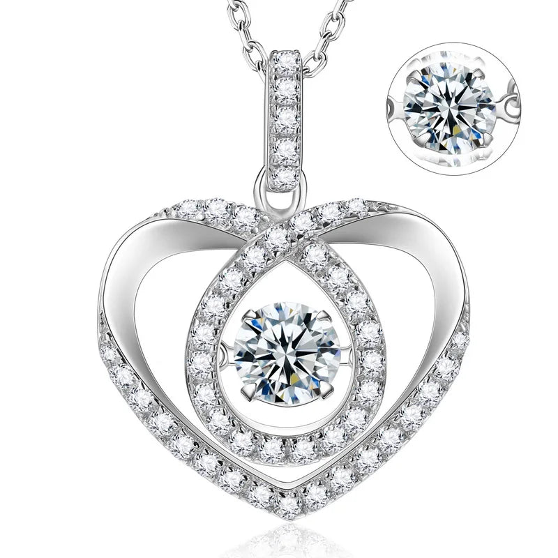 Smart Heart-shaped Design 1ct VVS White Color Diamond S925 RTS Woman Pendant Moissanite Necklace
