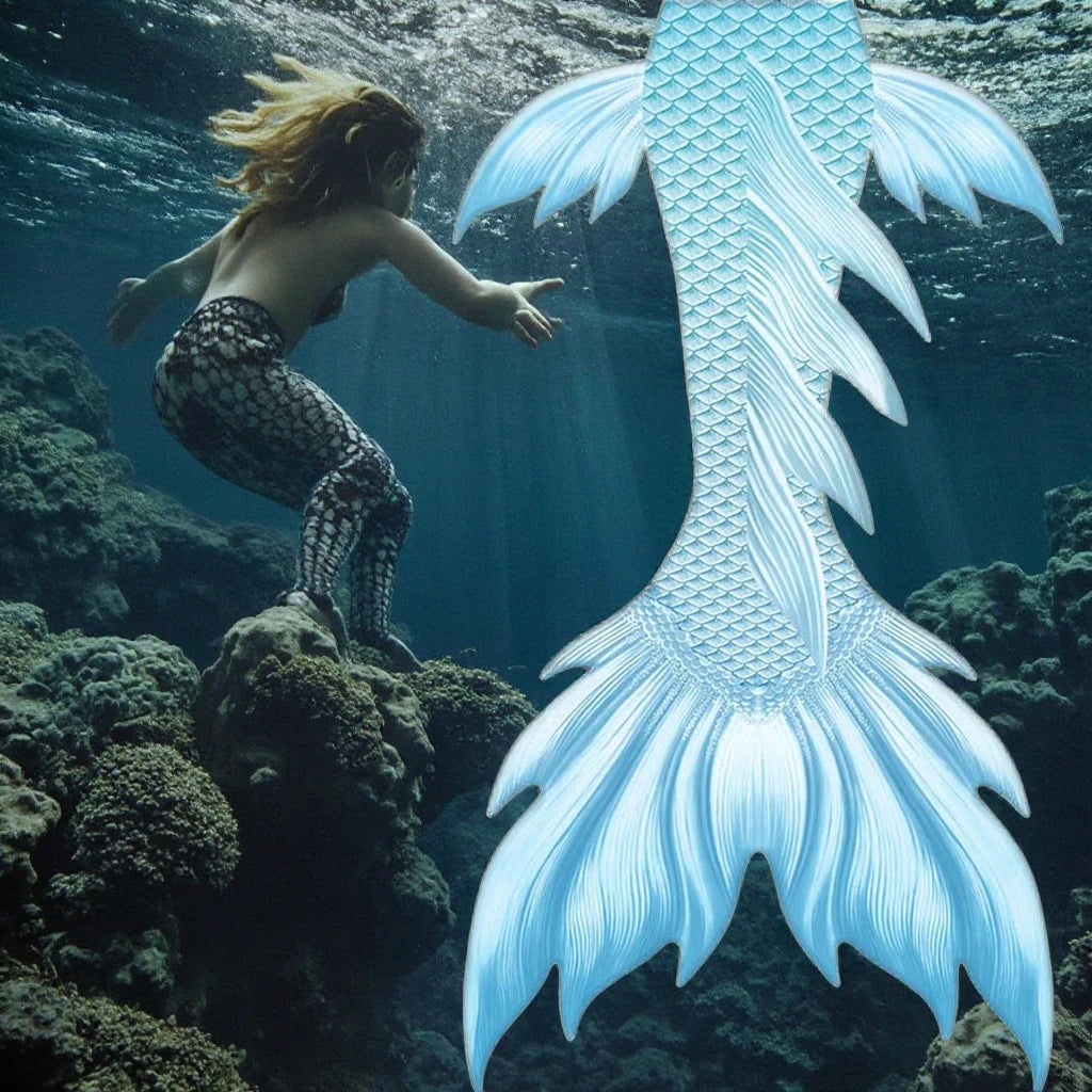 New Style Adult Mermaid Tail Swimming 2 Piece Set Waterproof Quick Dry Print Pattern Monofin Flipper Fin Plus Size Maternity