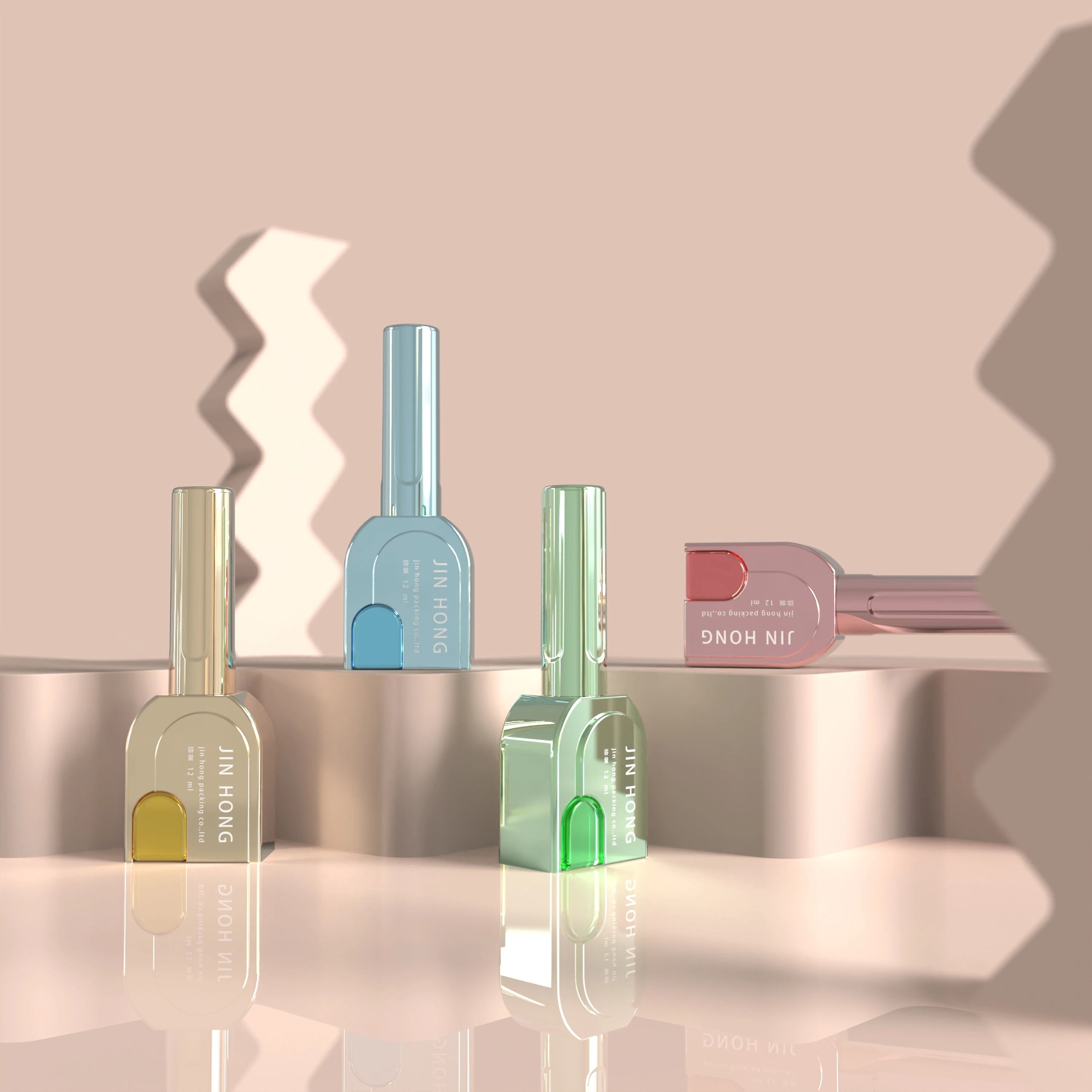 12ml Bulk Cosmetic Bottle Supplier Art Acrylic Glass Bottle Unique Gel Nail Polish Glass Bottle with Brush