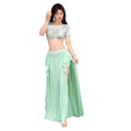 Newest Mesh Printed Short Sleeved Tank Top With High Slit Long Skirt Costume for Eastern Belly Dance Performing Practice Wear