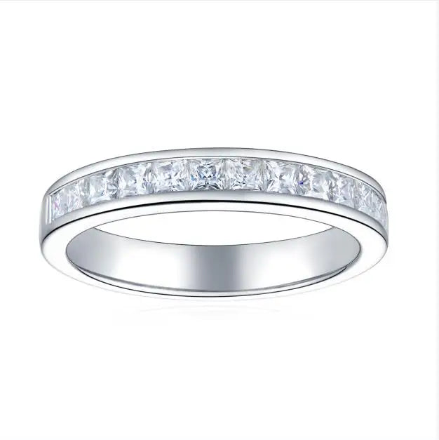 Moissanite Jewelry Silver Bridal Ring Set Silver Square Princess Cut 2x2mm Couple Wedding Ring 925 Italian Silver Ring