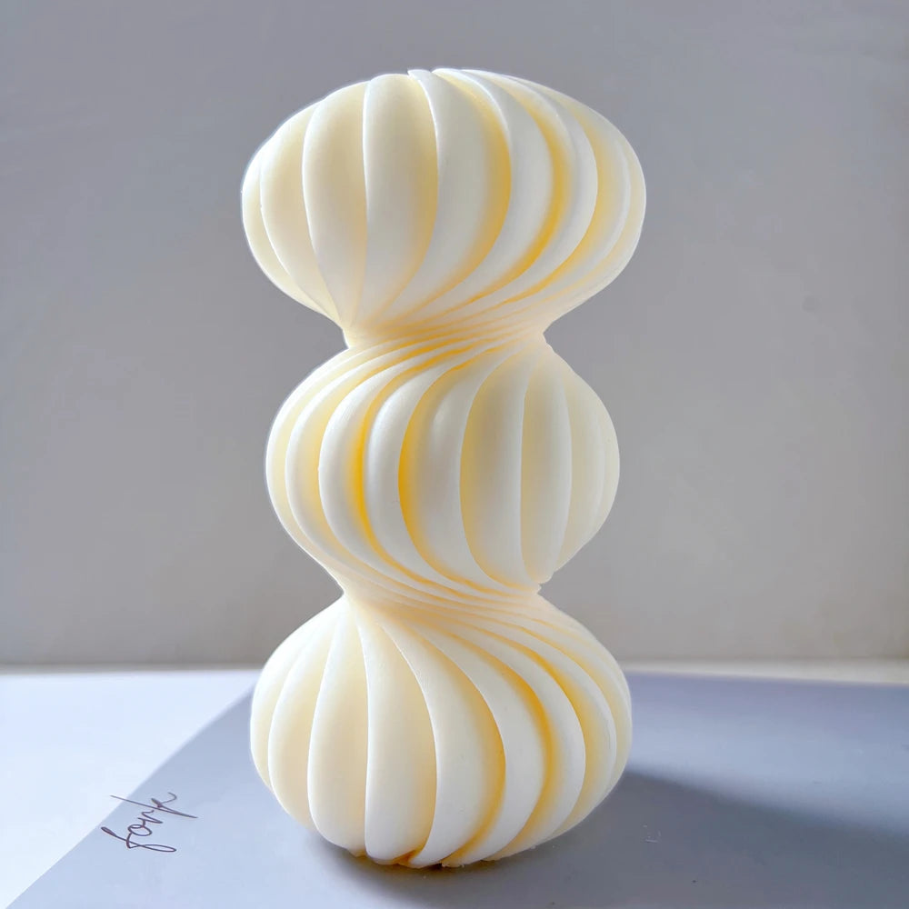 Geometric Abstract Decorative Wavy Soy Wax Mold Round Swirl Pillar Candle Molds Wave Twirl Taper Spiral Silicone Mould