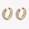Luxury Double Side Pave CZ 925 Sterling Silver Huggie Gold Plated Women Jewelry Hoop Earrings