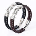 Trendy Man Punk Braided Two Colors Wrap Magnetic Bracelets