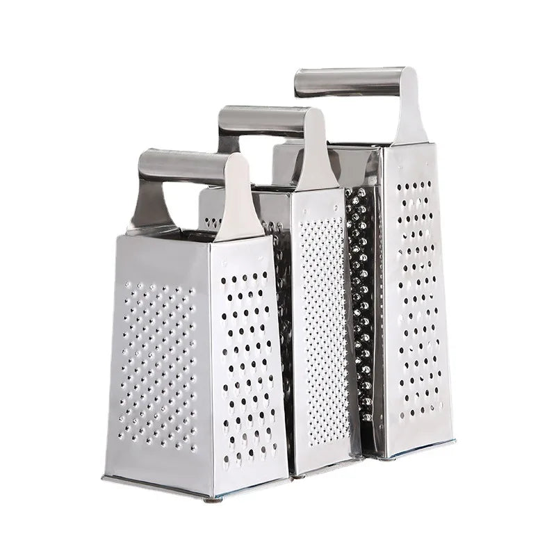 Heavy Duty 4 Sided Stainless Steel Box Grater Multi Function Cheese Shredder Vegetable Slicer Ginger Zester With Metal Handle