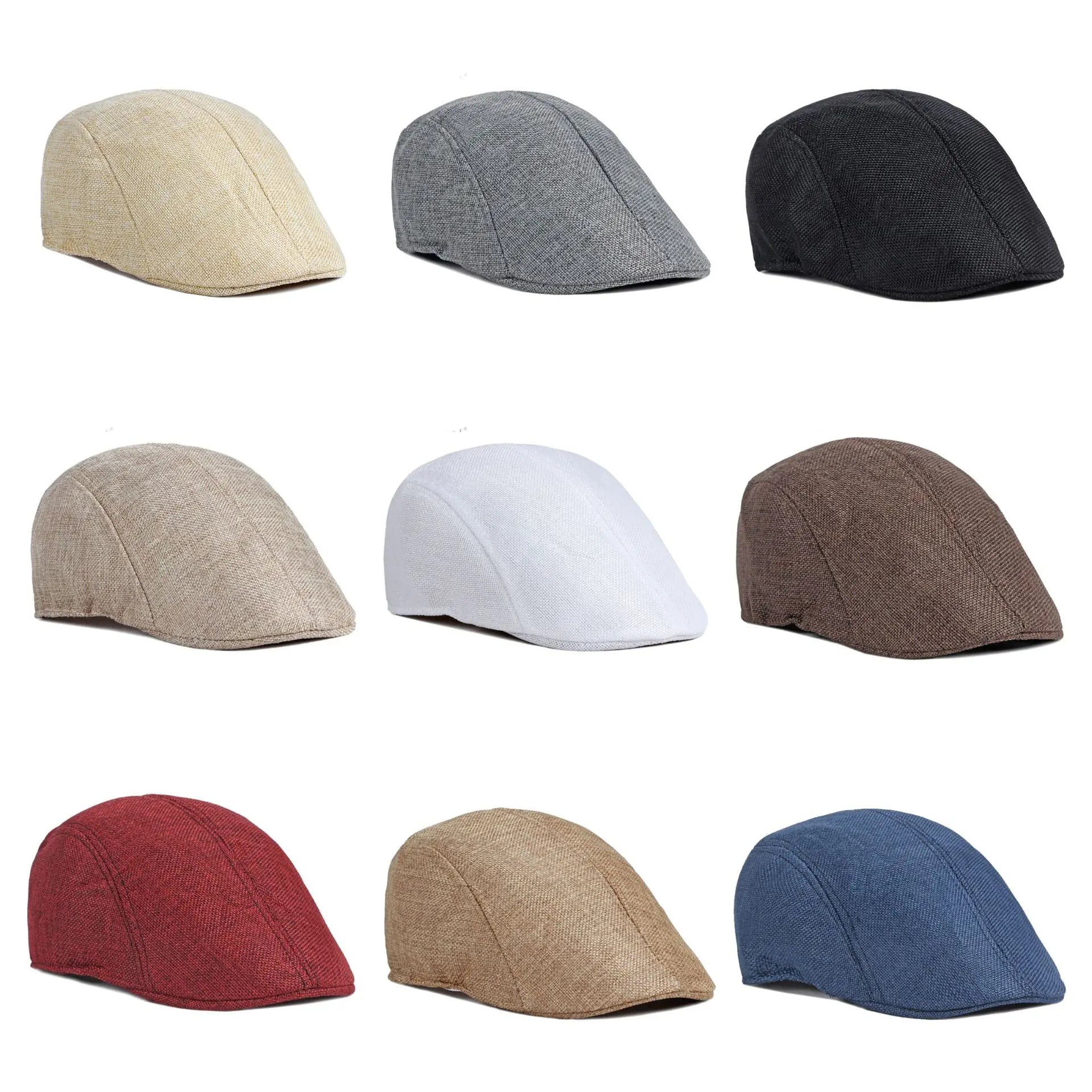 Stock 10 Colours Linen-Like Cotton Newsboy Caps Gatsby Cabbie Driving Hunting Cap Newsboy Flat Cap Irish Hats