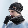 Winter Warm Knit Hat Warm Neck Hat Scarves Set Thick Outdoor Hat for Men and Women