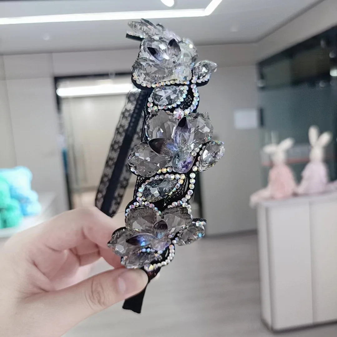 New Super Immortal Retro Crystal Flower Hair Band Simple and Light Luxury Headband